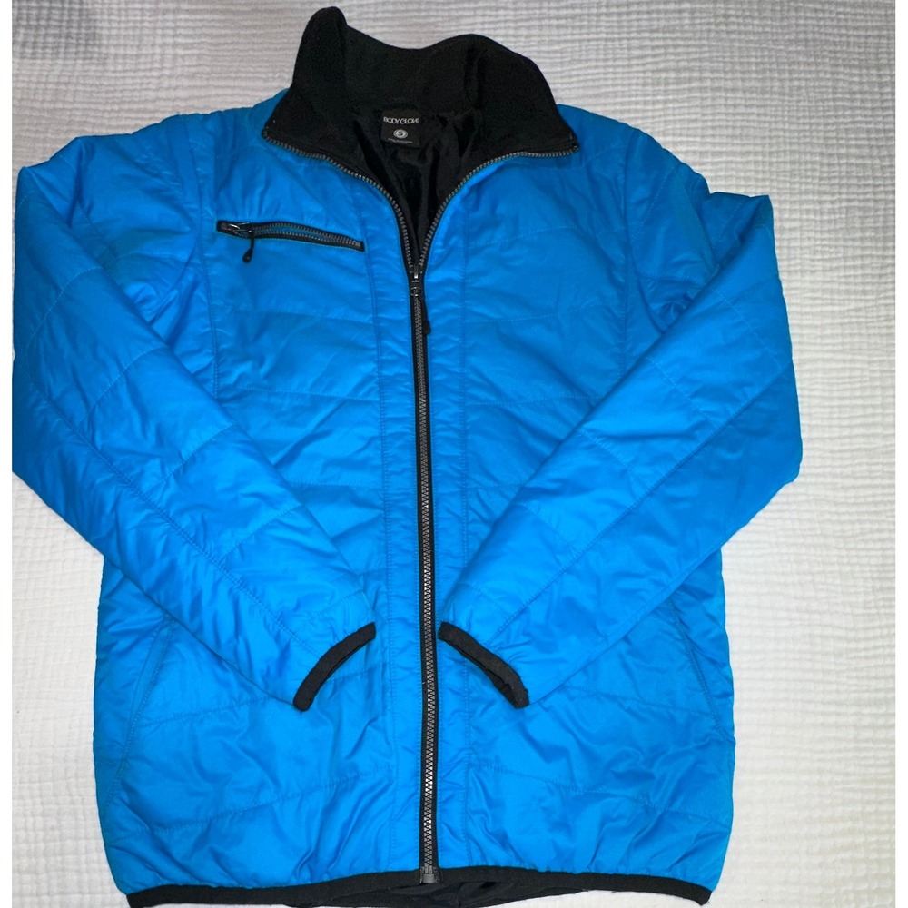 Body Glove Puffer Jacket Lightweight Quilted Zip Up Coat Blue Small Mens